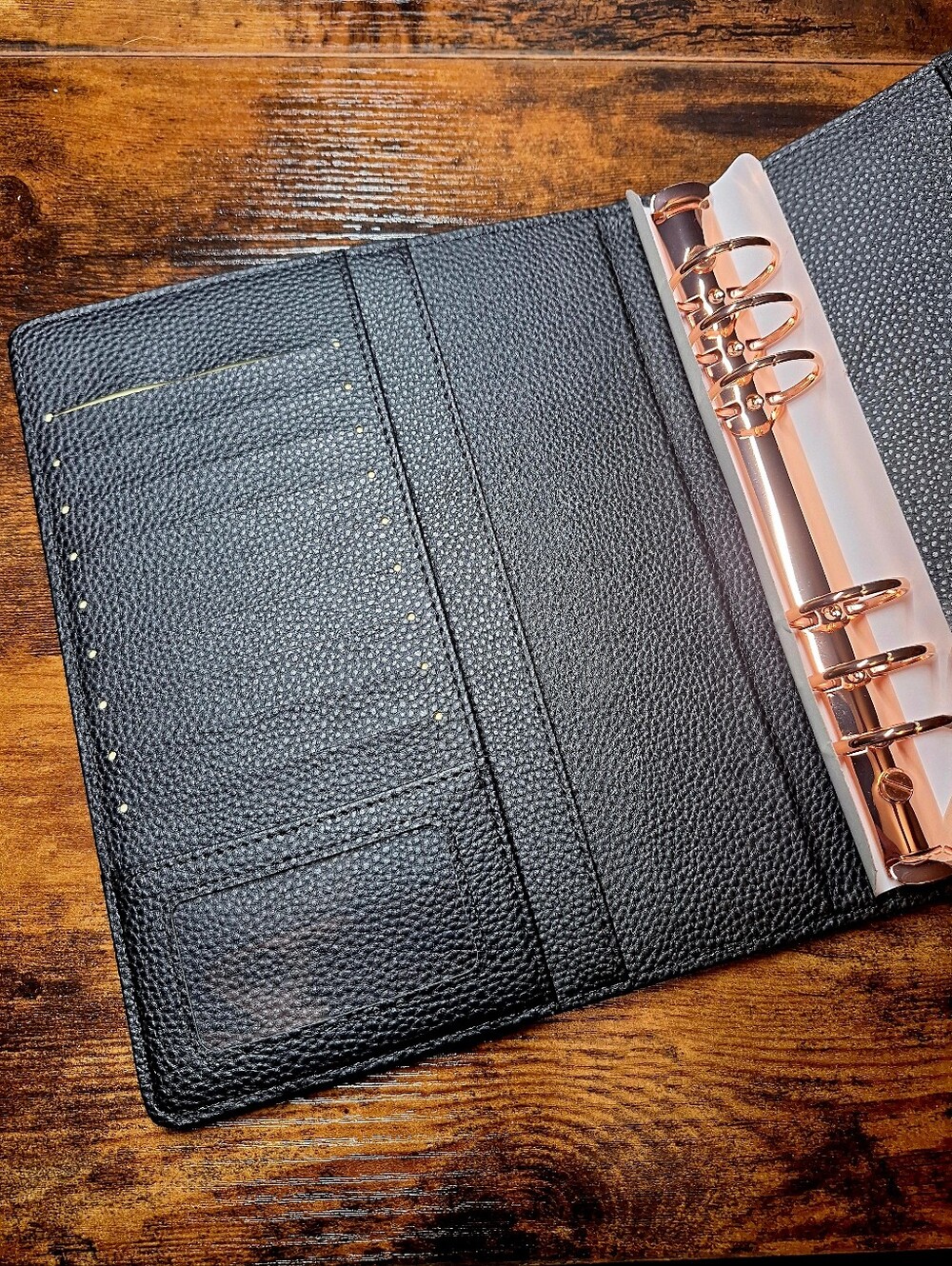 A5 Planner Rose Gold Rings Planner/Budget Binder, Black Planner, Cash Wallet - Picture 2 of 3